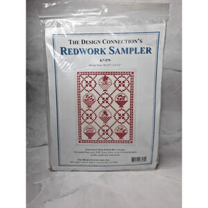The Design Connection Counted Cross Stitch Kit Redwork Sampler 10.5x13.5